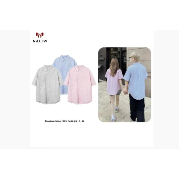 vn-11134207-7ras8-mbkyilgxzdxga0 Áo Sơ Mi Kẻ Sọc Ngắn Tay Thêu Hoạ Tiết NaLiW Unisex